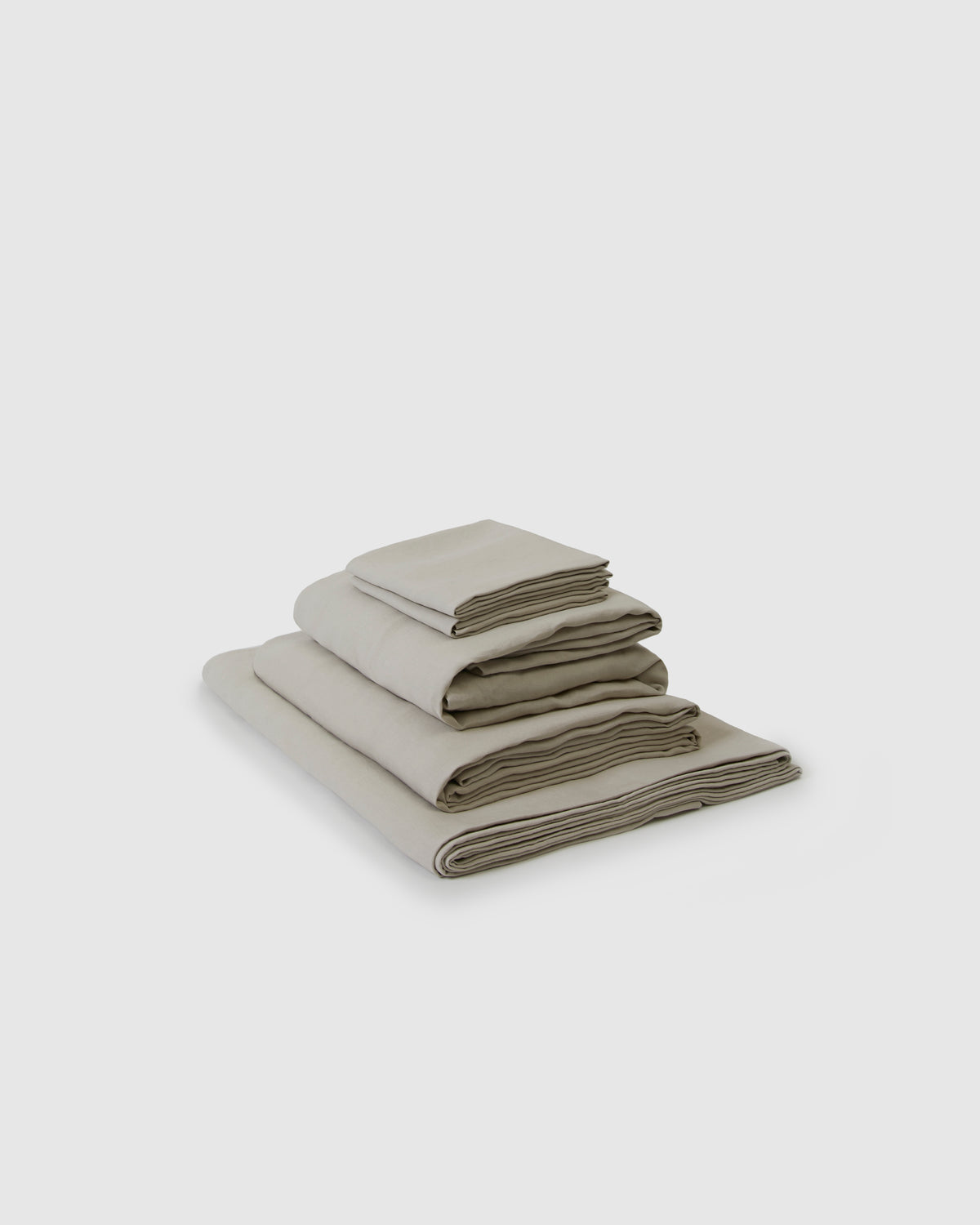 Side angle shot of a light dove gray sheet set