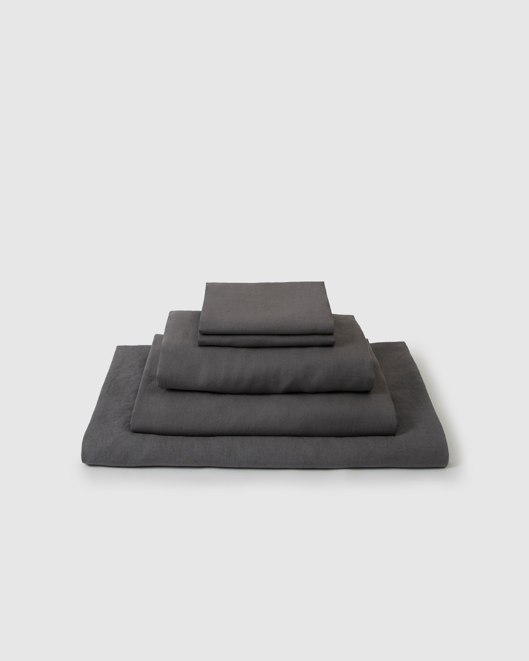 Linen sheets collection set in a dark gray storm color
