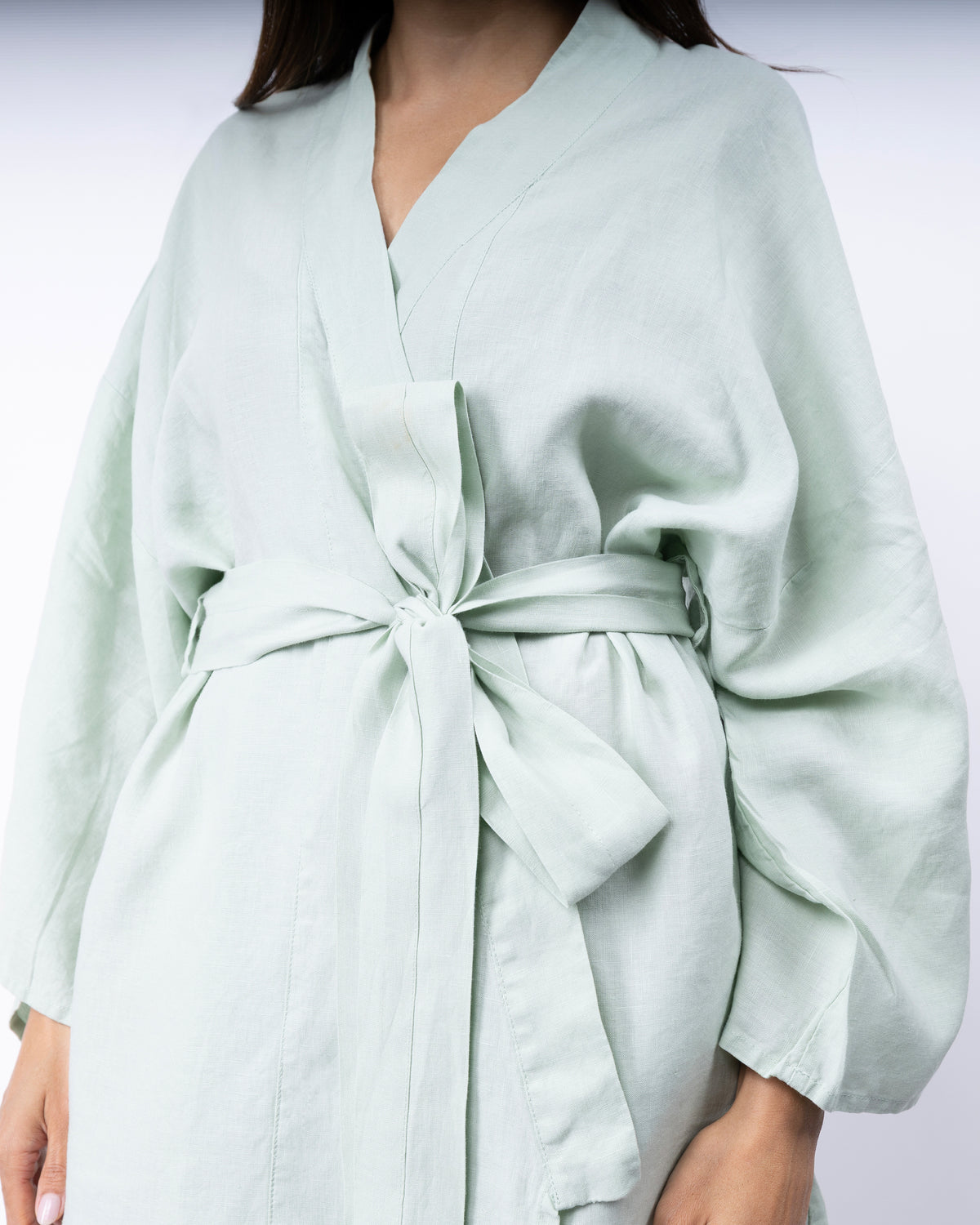 Leia Mid-Length French Linen Robe