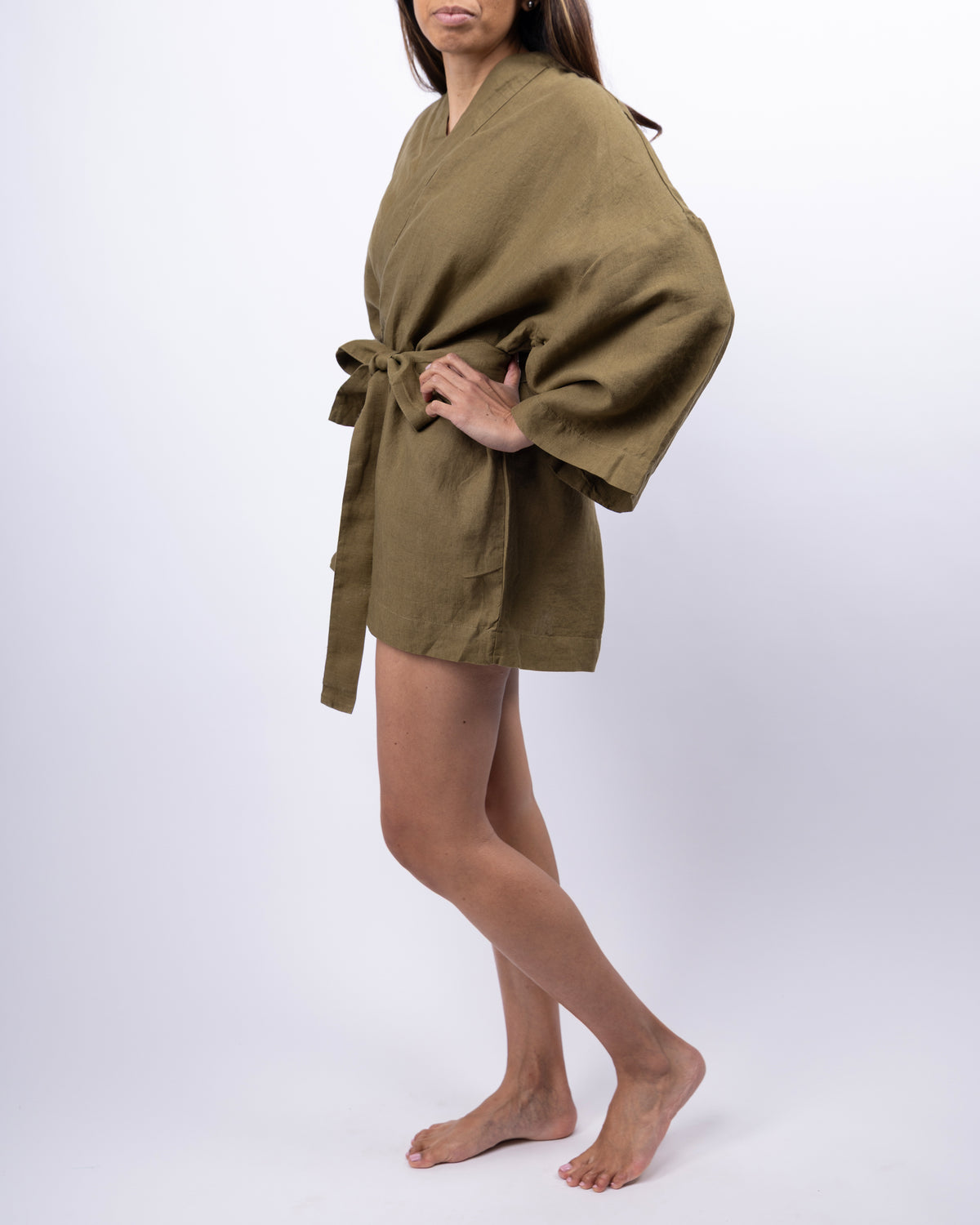 Rie Short Linen Kimono Set