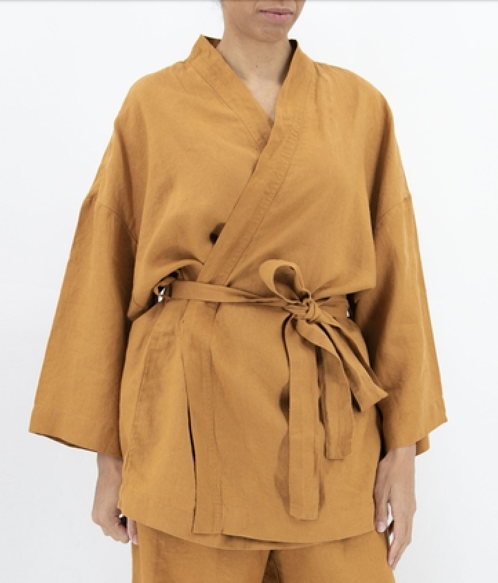 Frances Short French Linen Robe
