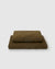 Image of moss green flat and fitted sheet set