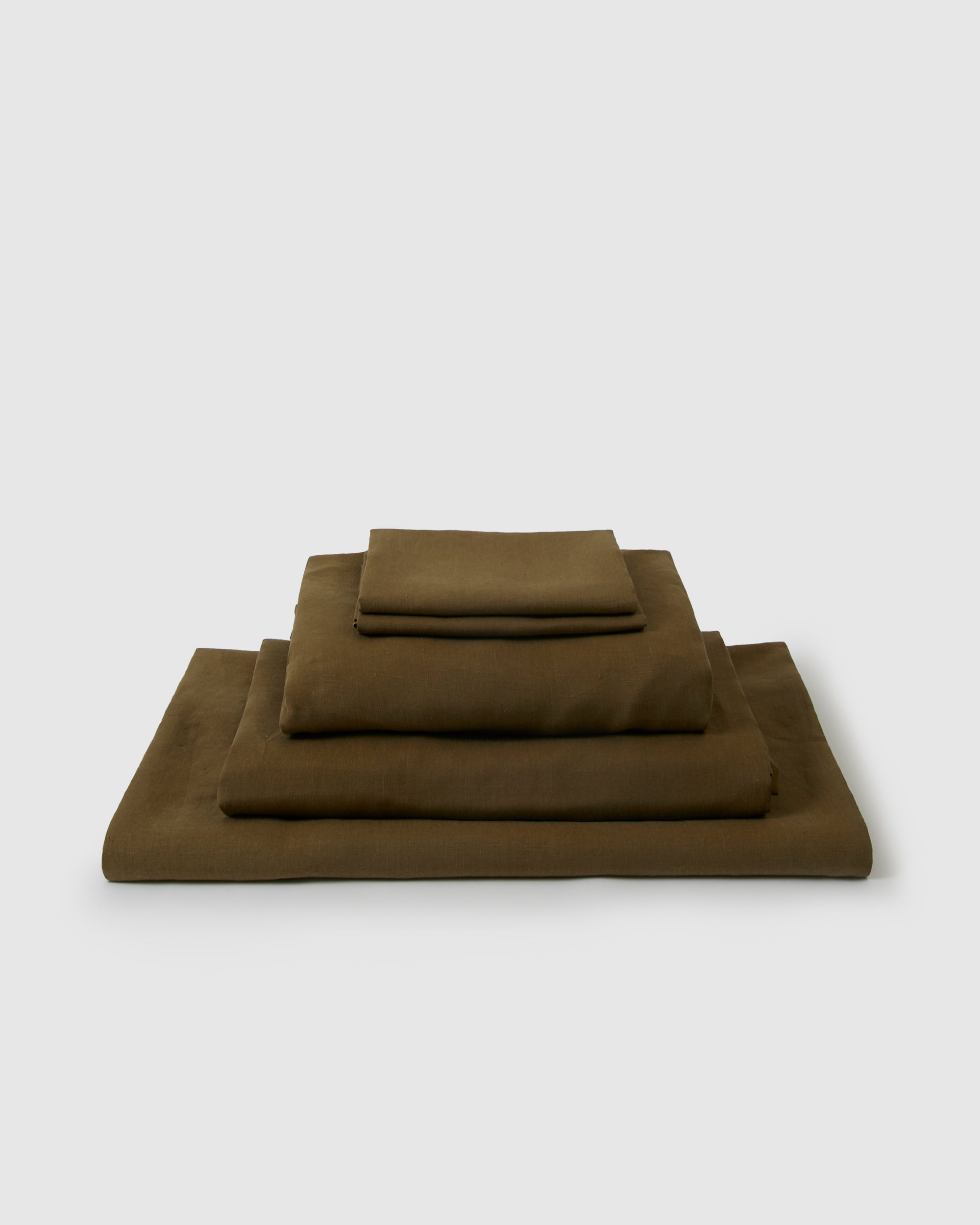 Linen sheets collection set in a moss green color