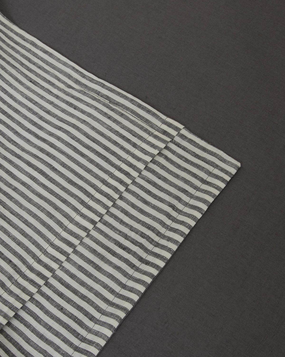 Close-up of dark gray storm linen sheet