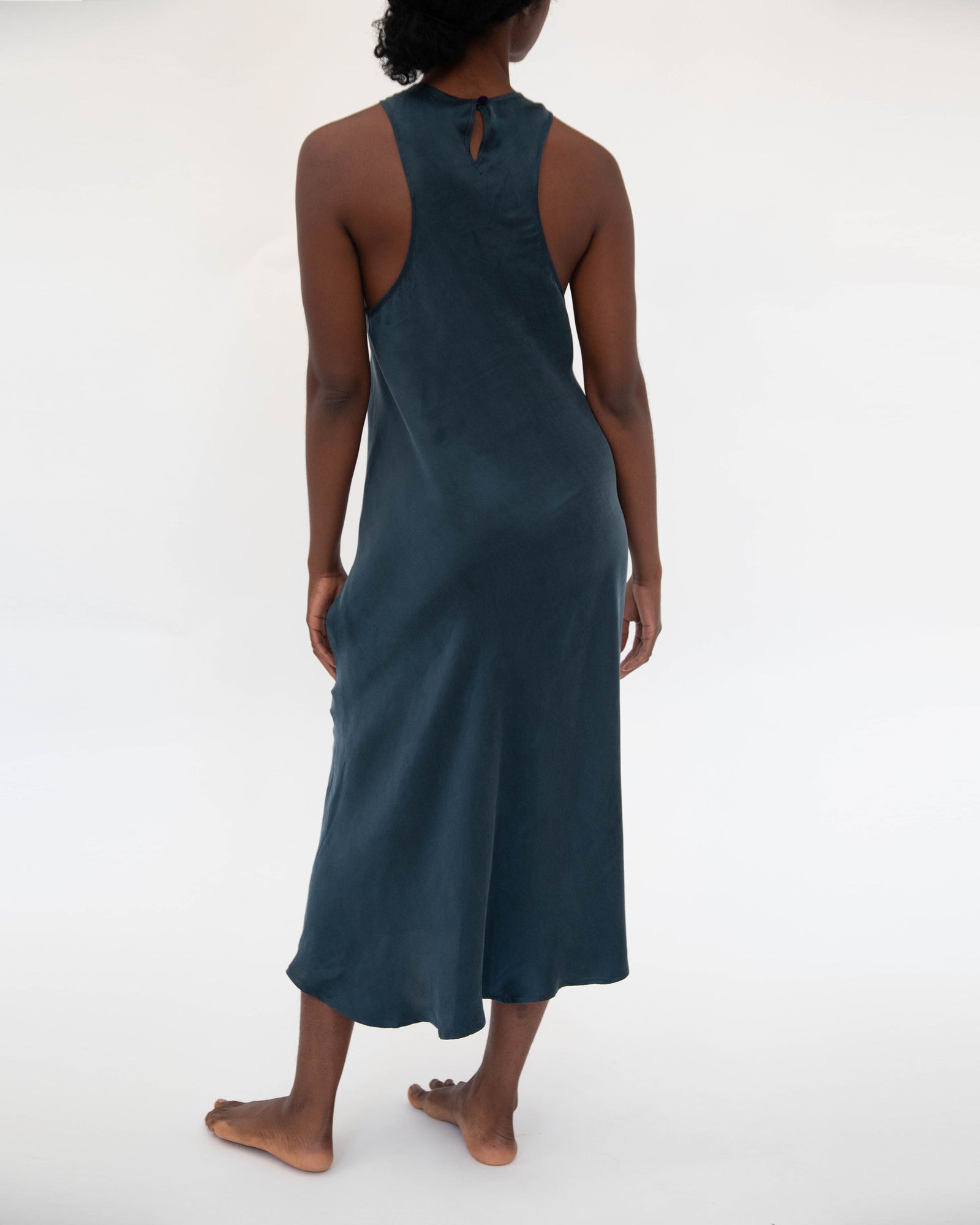 Lagoon green cupro midi sleep dress.