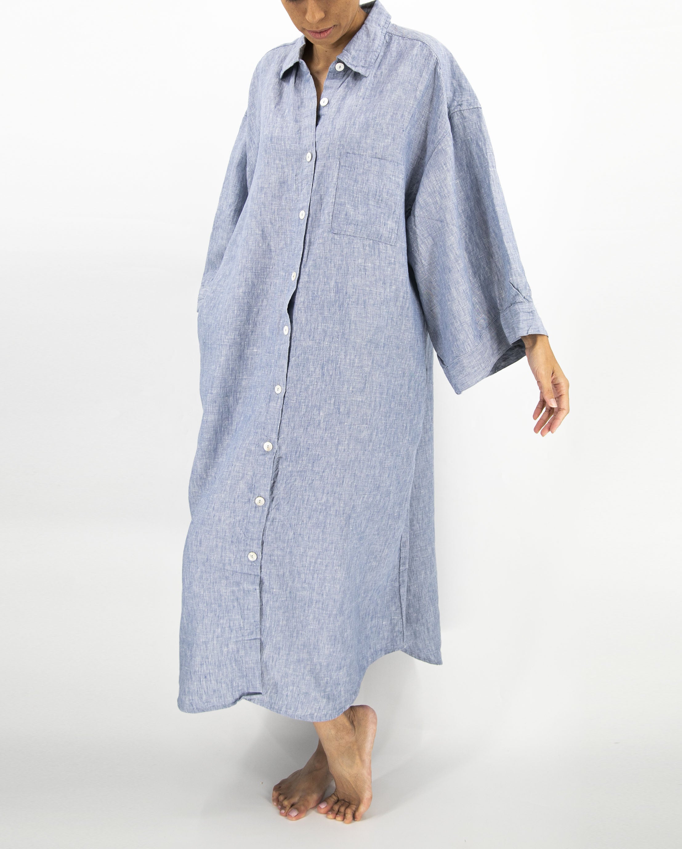 knee length dresses for ladies Linen Robe, Natural Natural, Large main image 0